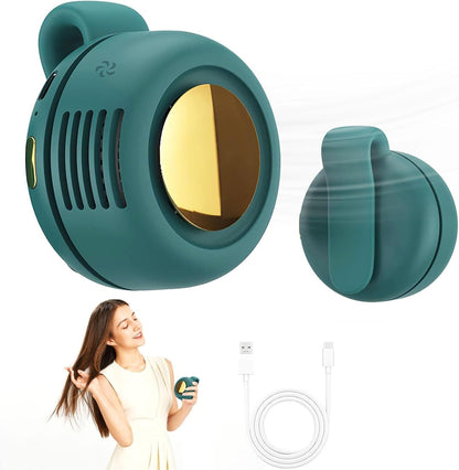 Bladeless Clip-On Mini Fan 3-Speed 360° Rotating – Silent Portable (Green)