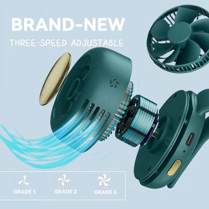 Bladeless Clip-On Mini Fan 3-Speed 360° Rotating – Silent Portable (Green)